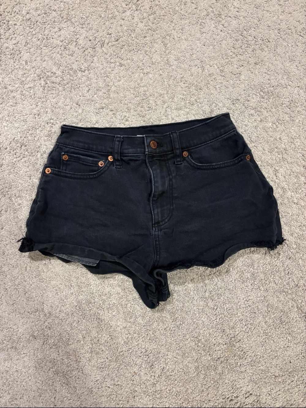 PINK Victoria's Secret Black High-Rise Denim Shorts